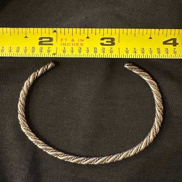 Vintage set: sterling silver braided wire cuff bracelet & adjustable dome ring - Picture 12 of 13